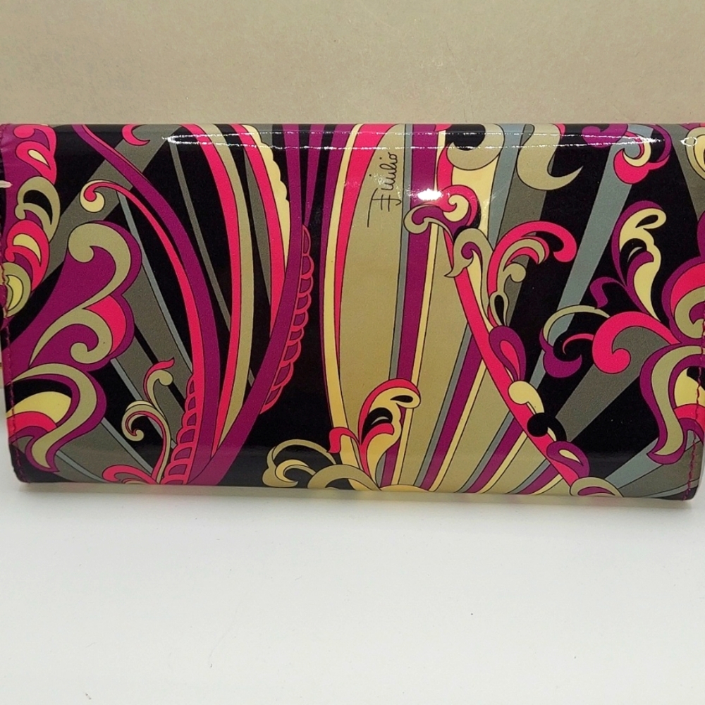 Emilio Pucci-Vintage Multi-color Print Bifold wallet in pink, purple & black - Picture 2 of 11